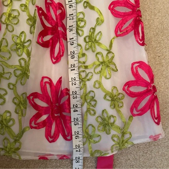 Rare Editions Vibrant Pink And Green Floral Dress Size 6 - Picture 13 of 15